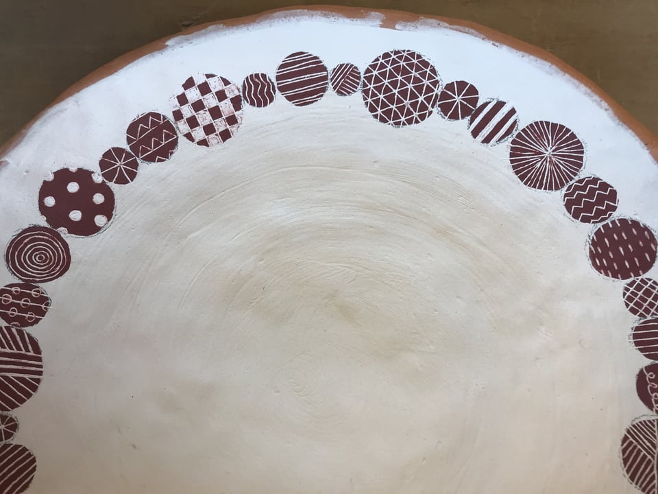 ベンガラの丸紋鉢 | 作品集