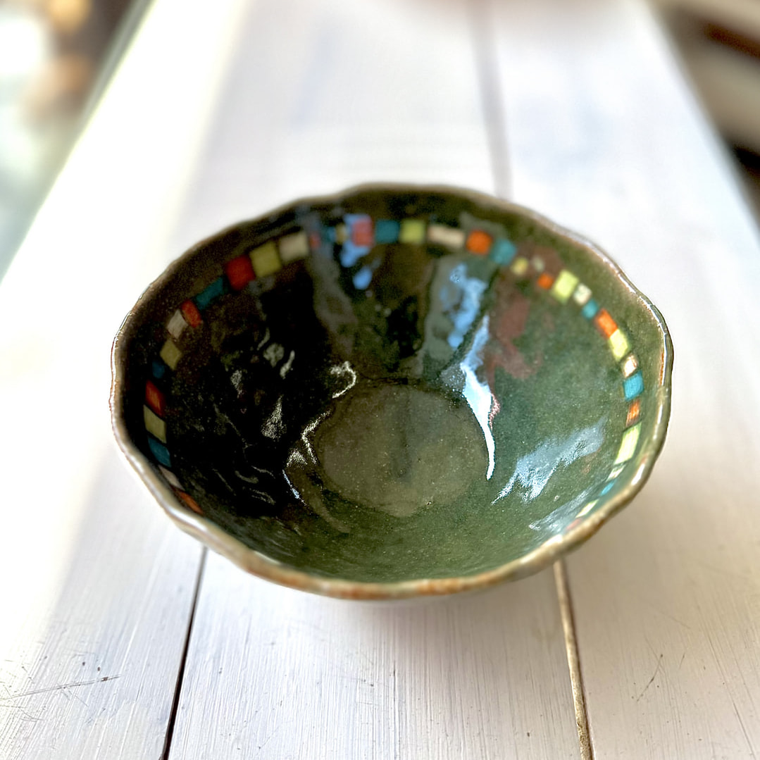 透明織部の小鉢